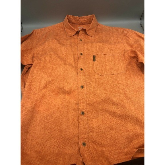 Columbia Large Short Sleeve Orange Button Up‎ Shirt - Picture 5 of 11